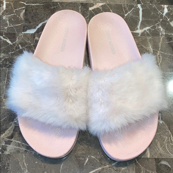 Steve Madden Faux Fur Slides US 8 Pink - Picture 7 of 8